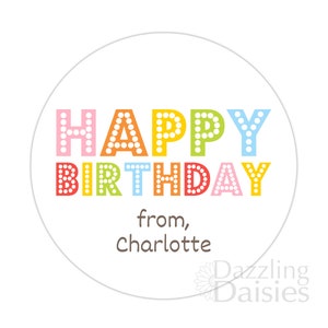 Rainbow colored Happy Birthday Stickers Circle