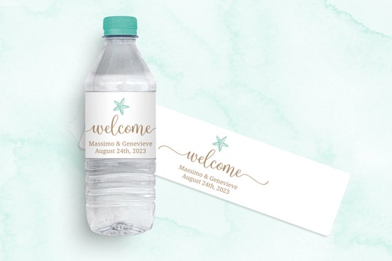 Welcome water bottle label - Wedding water bottle labels -Starfish water  bottle labels - Wedding water bottle stickers - (040WBL)