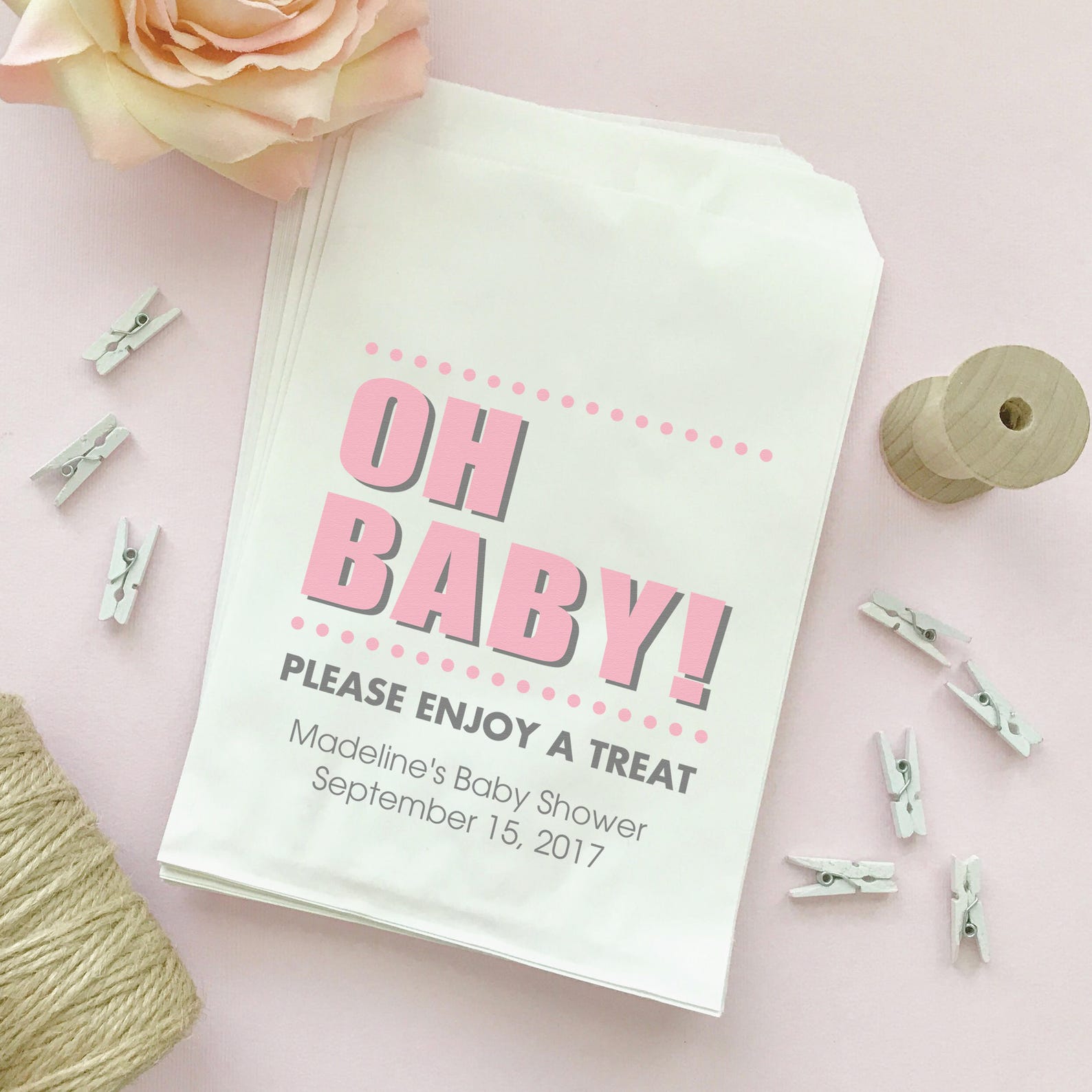 Baby Shower Candy Bags Baby Shower Treat Bags Oh Baby Etsy