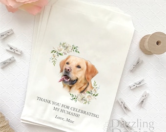 Grease resistant Wedding doggie bag - Wedding doggy bag - Dog treat bag - Wedding dog treat bag - Thank you for celebrating my humans