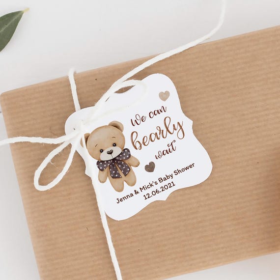 We Can Bearly Wait Tags, Teddy Bear Theme Baby Shower Favors