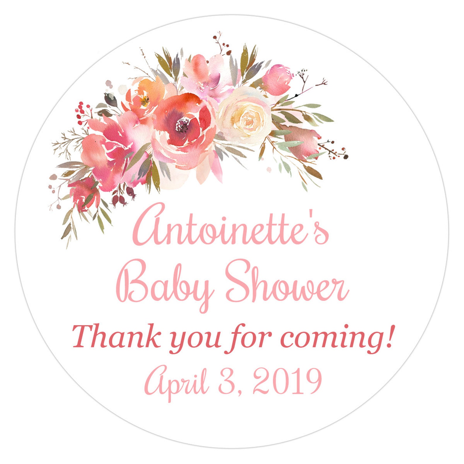 Floral Baby Shower Sticker Floral Baby Shower Labels Baby Etsy