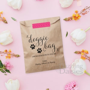 Doggy Bags, From Our Pups to Yours, Doggie Bag Wedding Favor, Personalized Dog Treat Favor Bags