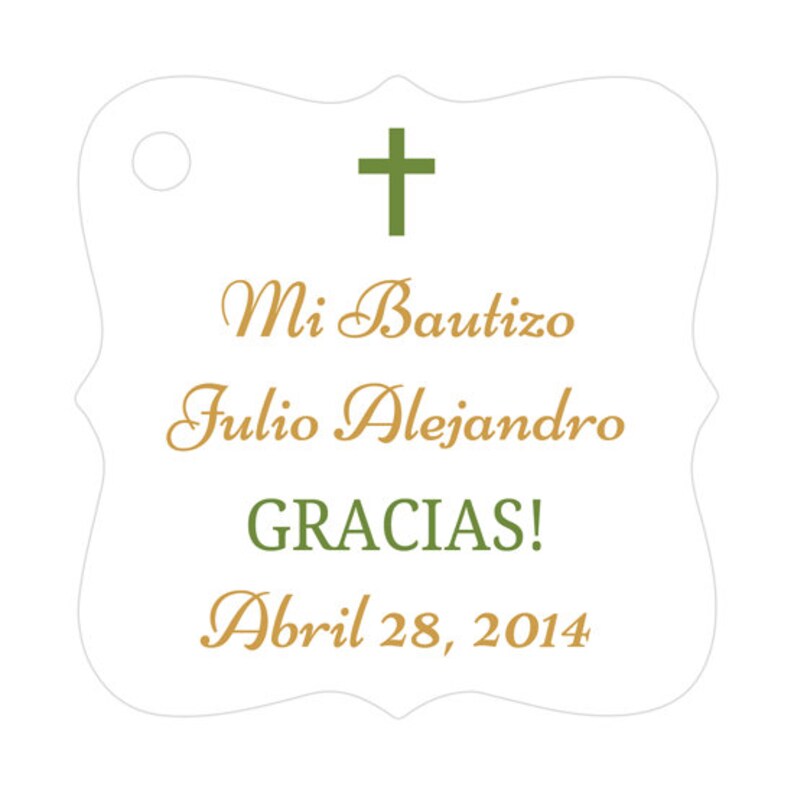 Mi Bautizo tags Baptism gift tags Spanish baptism tags Baptism tags Olive