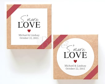 S'more Love Stickers, Smores Sticker Labels, Food Wedding Favors, Marshmallow Stickers, Sweet Bridal Shower Favor
