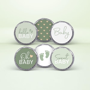 Hershey Kiss Stickers (108), Gender Neutral Baby Shower Favors, Green Chocolate Kisses Labels