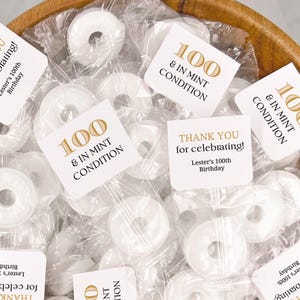100th Birthday Favors, In Mint Condition, Milestone Birthday Party Mints, Lifesavers Labels