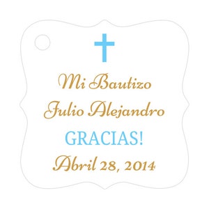 Mi Bautizo tags Baptism gift tags Spanish baptism tags Baptism tags Sky blue