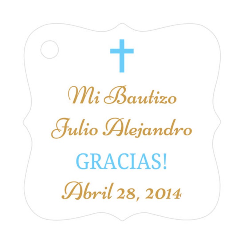 Mi Bautizo tags Baptism gift tags Spanish baptism tags Baptism tags Sky blue