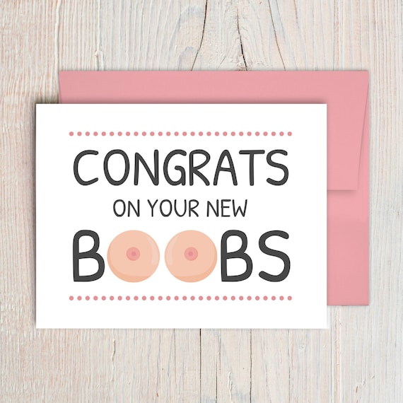 New Boobs Card, Breast Surgery Card, Boob Job Card, Get Well Greeting Card for Her