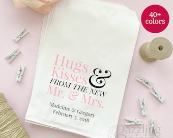 Hugs and Kisses Bags, Hugs and Kisses From The Mr and Mrs bags, Hershey Kiss Wedding Favors