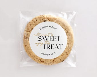 Retirement Is Sweet Bags and Stickers for Cookies, Retirement Party Favors, Goodie Bag Labels