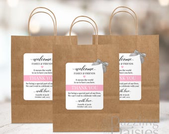 Wedding Welcome Bags for Hotel Guests, Personalized Thank You Goodie Bag for Favors (CLOSEOUT)