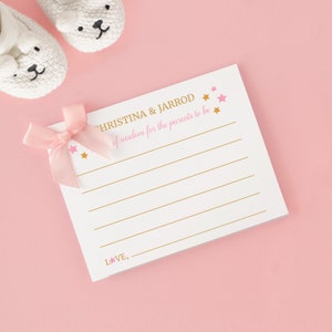 Tarjetas de consejos para baby shower personalizadas, temáticas de estrellas, palabras de sabiduría para futuros padres