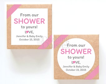 From our shower to yours stickers - From my shower to yours sticker - Baby shower soap favor stickers