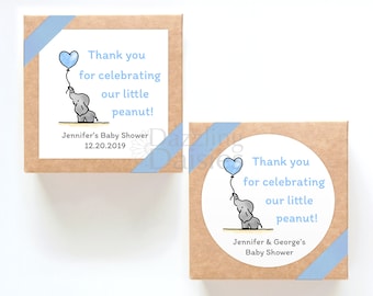 Little Peanut Baby Shower Stickers, Elephant themed Favors, Personalized Labels