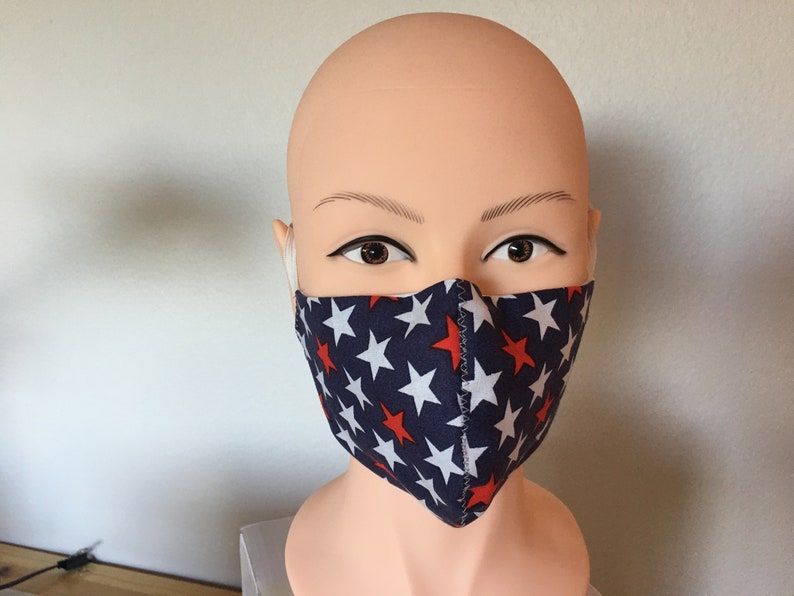 July 4th Patriot Stars Face Mask W/sewn in Filter Washable Etsy