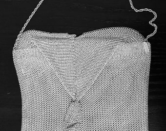 Small Vintage Silver Metal Chain Link Evening Shoulder Bag by Whiting & David