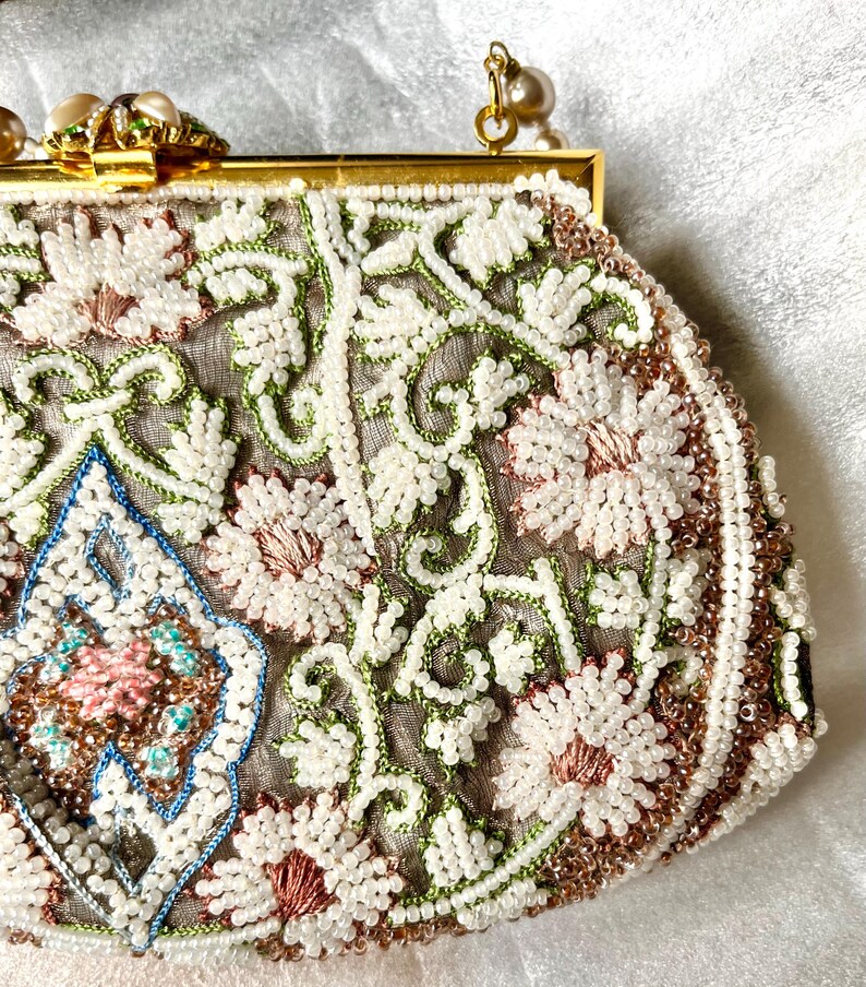 Vintage Beaded Flower Evening Bag image 6