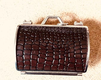 Vintage Small Brown Metal Pill Box by Judith Lieber