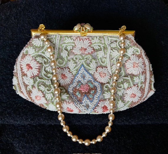 Vintage Beaded Flower Evening Bag