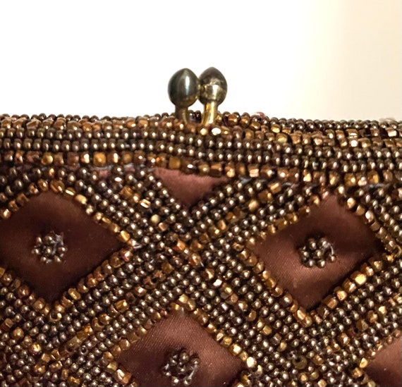 Beautiful Vintage Cooper Tone Hand Beaded Evening… - image 7