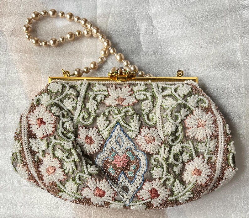 Vintage Beaded Flower Evening Bag image 9