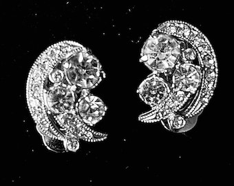 Vintage Eisenberg Rhinestone Clip On Earrings
