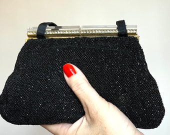 Elegant Vintage Black Beaded Bag