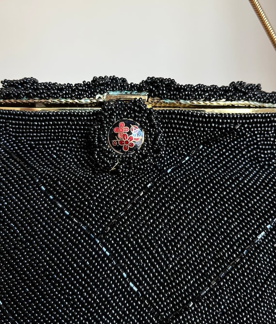 Beautiful Black Beaded Evening Purse - image 4