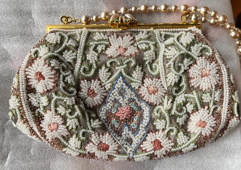 Vintage Beaded Flower Evening Bag image 4