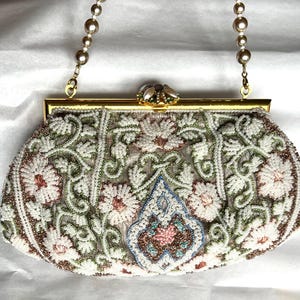 Vintage Beaded Flower Evening Bag image 5