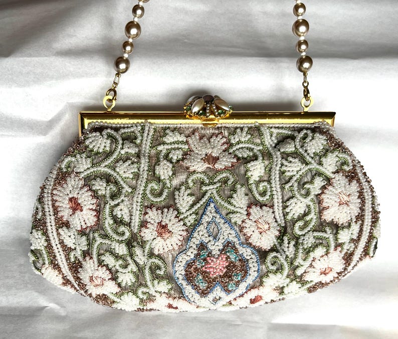 Vintage Beaded Flower Evening Bag image 5