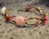 Bridal flower hair wreath, Wedding Hair Piece, Floral Accessory, Flower Crown,