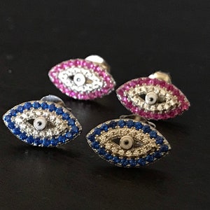 Sterling Silver Evil Eye Earrings