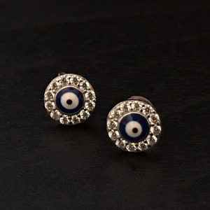 Sterling Silver Evil Eye Stud Earrings
