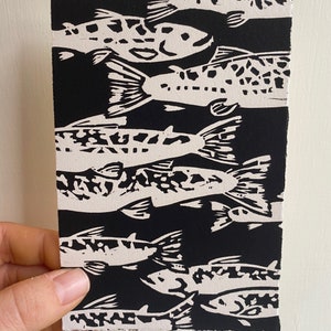X Trout by Alesa De Jager  -  Woodblock Print - 4&quot; x 6&quot;
