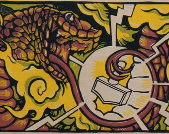 JörmungandrTo linocut print
