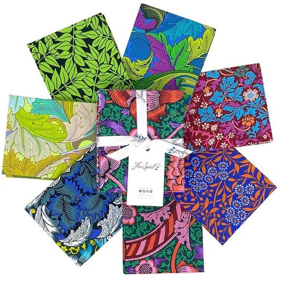 Kaffe Fassett x The Original Morris & Co. Fabric Collection Fat Quarter in 3colorways:  bold, blush and blues. Factory cut and packaged.