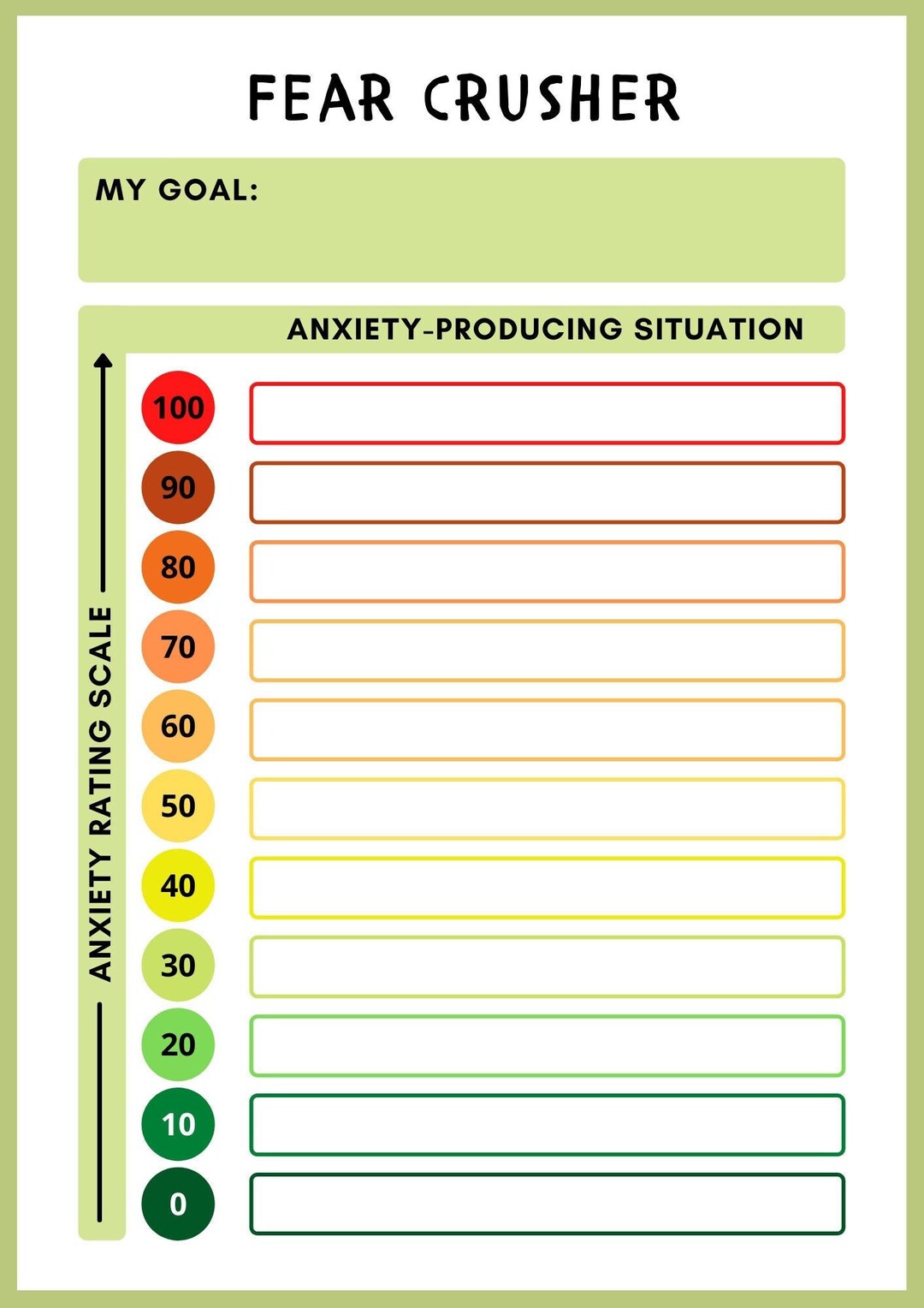 Fear Crusher Worksheet Etsy