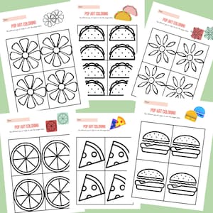 Pop Art Worksheets (Art Therapy) Bundle of Six Worksheets