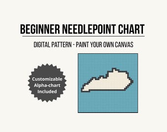 Kentucky Nadelspitzen-Muster - Anfänger DIY Leinwand, anpassbares Alphabet (PDF-Muster)