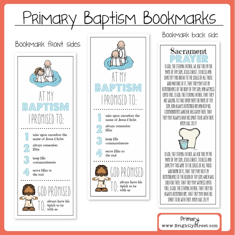 LDS Baptism Bookmarks | Etsy