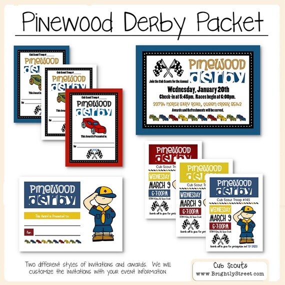 Cub Scouts Pinewood Derby Invitations And Awards Etsy