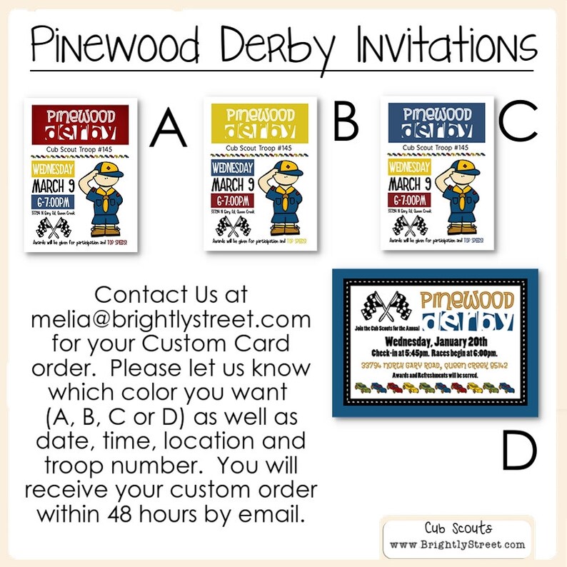 Cub Scouts Pinewood Derby Invitations and Awards Etsy