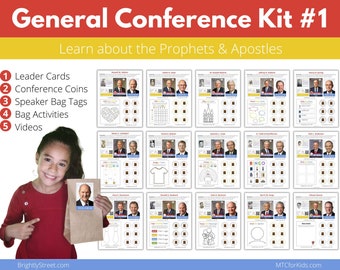 General Conference Kit #1: Apostles & Prophets Conference Cards, Store Coins, Bag Tags, Activities, and Video Playlist