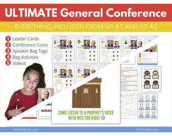 ULTIMATE General Conference Kit: Includes Kit #1 and Kit #2 - ALL Prophet Cards, Speaker Tags, Activities, Treat Tags, Music, Temple & More