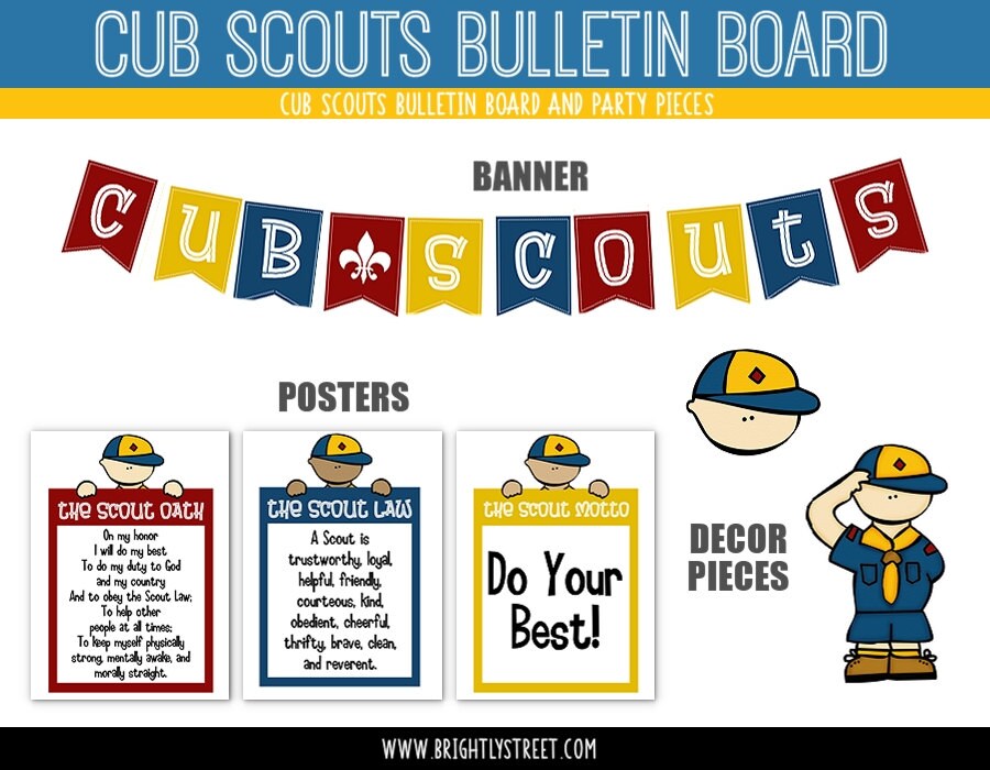 Cub Scouts Bulletin Board and Party Signs (optional Girl Scouts added)