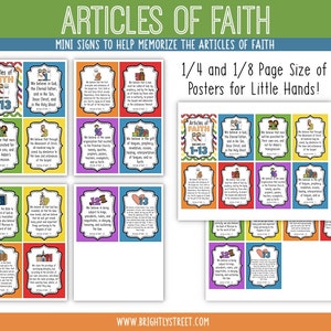 Articles of Faith MINI Posters SIZED for little HANDS!!