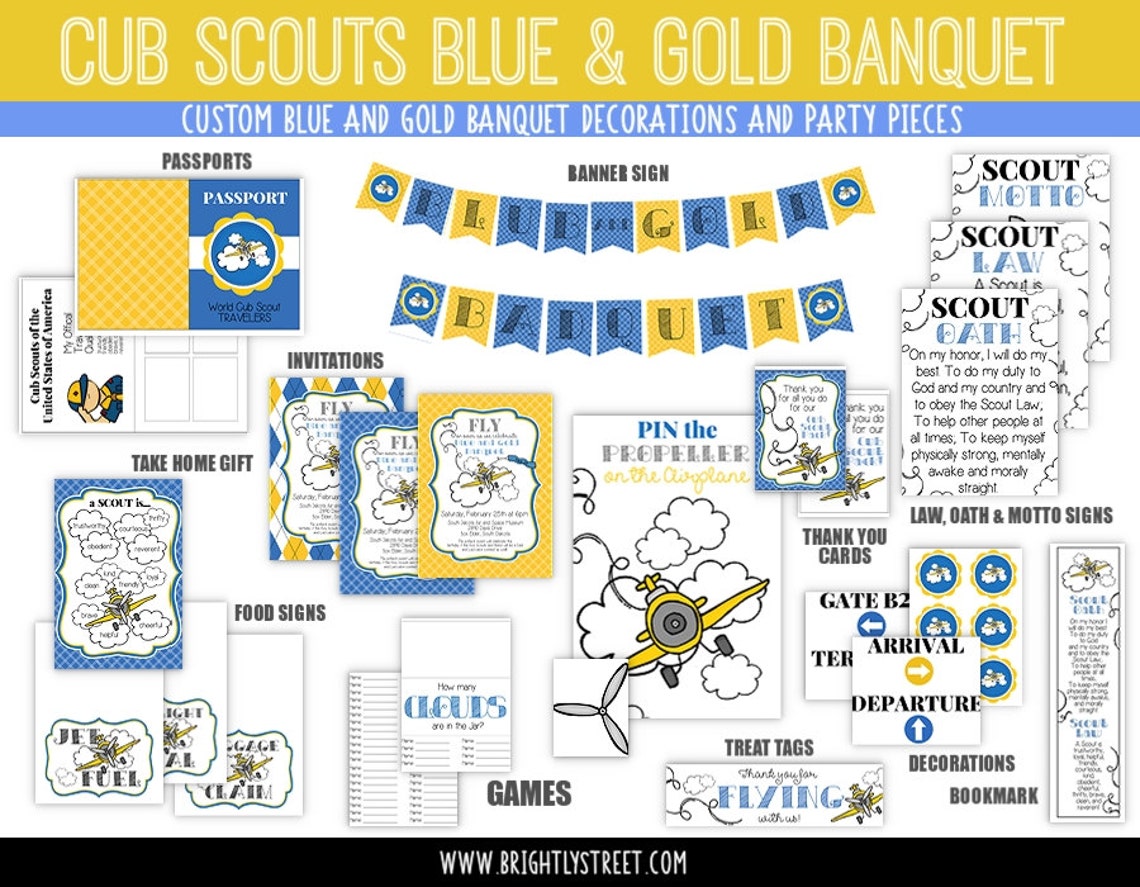 Cub Scouts Blue and Gold Banquet CUSTOMIZED Airplane Theme Etsy